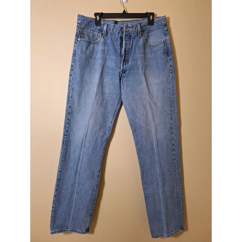 Levis 501 Button Fly Jeans Mens 36 x 34 Straight Moto Biker Rider Scrambler